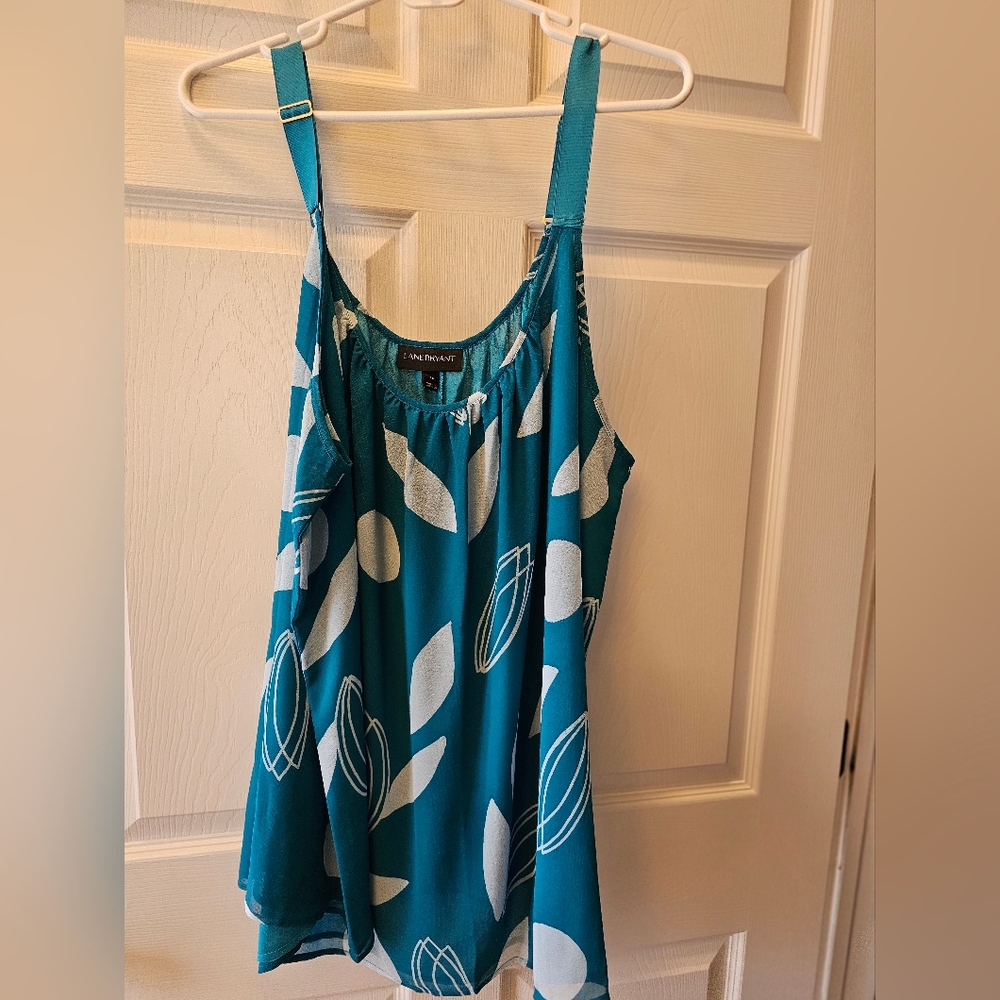 Lane Bryant Teal and White Patterned Dress